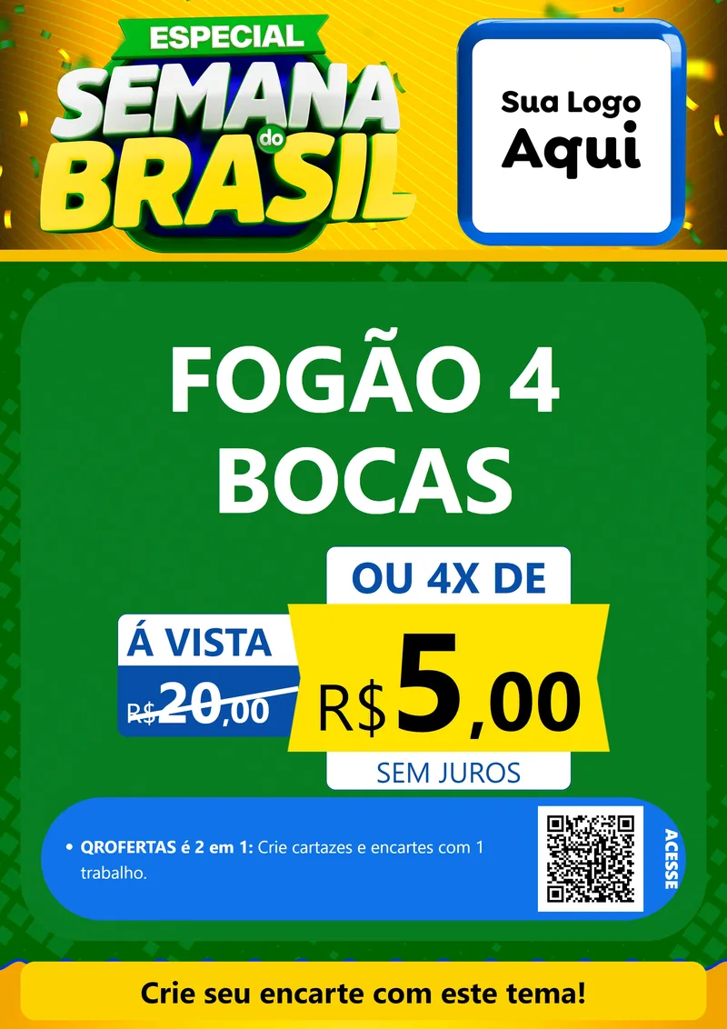 Modelo de Cartaz para Cartaz A4 Vertical com o tema Especial Semana do Brasil para Móveis e Eletro
