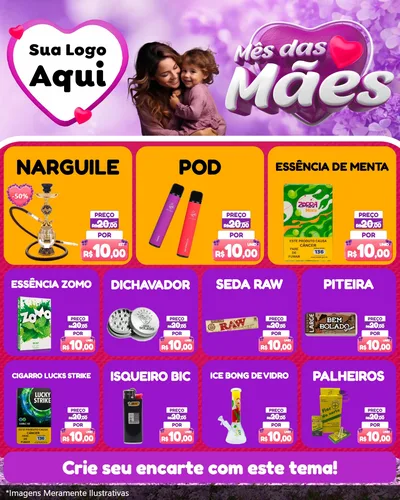 Modelo de Rede Social para Feed Instagram com o tema Mês das Mães para Tabacaria