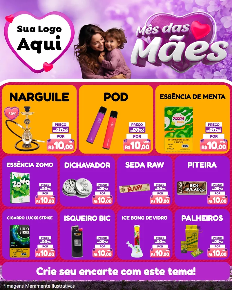 Modelo de Rede Social para Feed Instagram com o tema Mês das Mães para Tabacaria