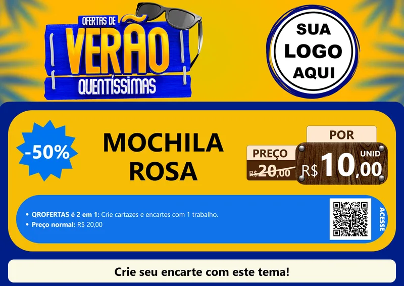 Modelo de Cartaz para Cartaz A4 Horizontal com o tema Ofertas de Verão Quentíssimas para Papelaria