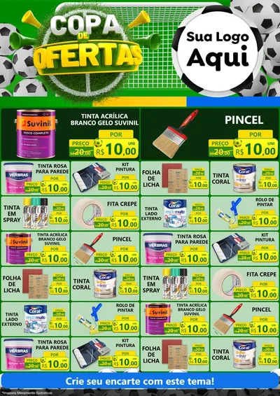 Modelo de Encarte para Encarte A4 Vertical com o tema Copa De Ofertas para Tintas e Ferramentas
