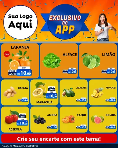 Modelo de Rede Social para Feed Instagram com o tema Exclusivo do Aplicativo para Hortifrúti