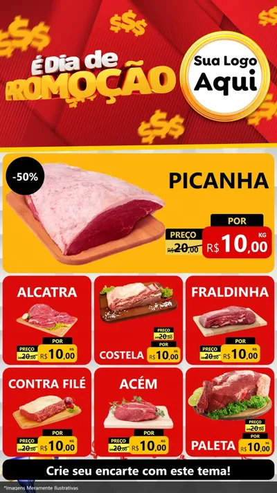 Modelo de Rede Social para Stories com o tema É Dia De Promoção para Açougue
