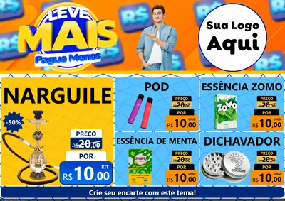Modelo de Encarte para Encarte A4 Horizontal com o tema Leve Mais, Pague Menos para Tabacaria