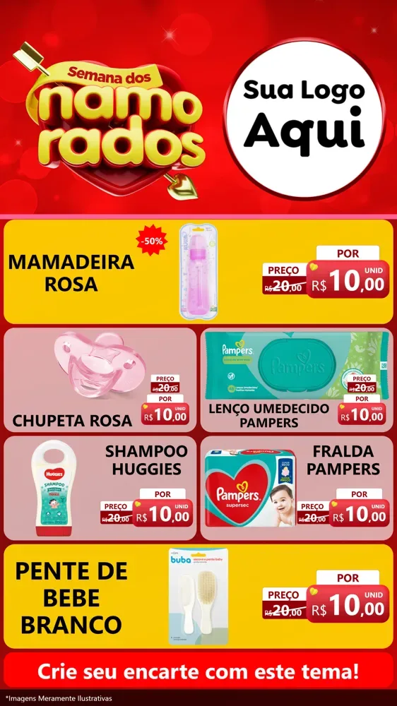 Modelo de TV para TV Vertical com o tema Semana dos namorados para Bebês