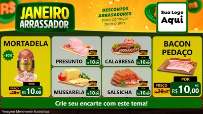 Modelo de TV para TV Horizontal com o tema Janeiro Arrasador para Frios e Laticínios
