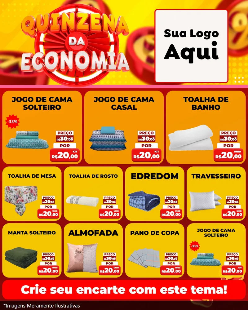 Modelo de Rede Social para Feed Instagram com o tema Quinzena Da Economia para Cama, Mesa e Banho
