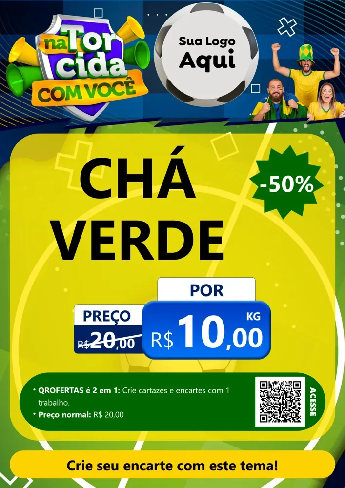 Modelo de Cartaz para Cartaz A4 Vertical com o tema Na Torcida Com Você - Copa para Produtos Naturais