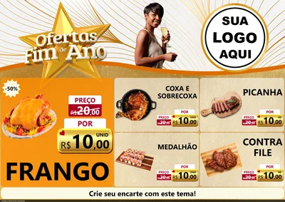 Modelo de Encarte para Encarte A4 Horizontal com o tema Ofertas Fim de Ano para Assados