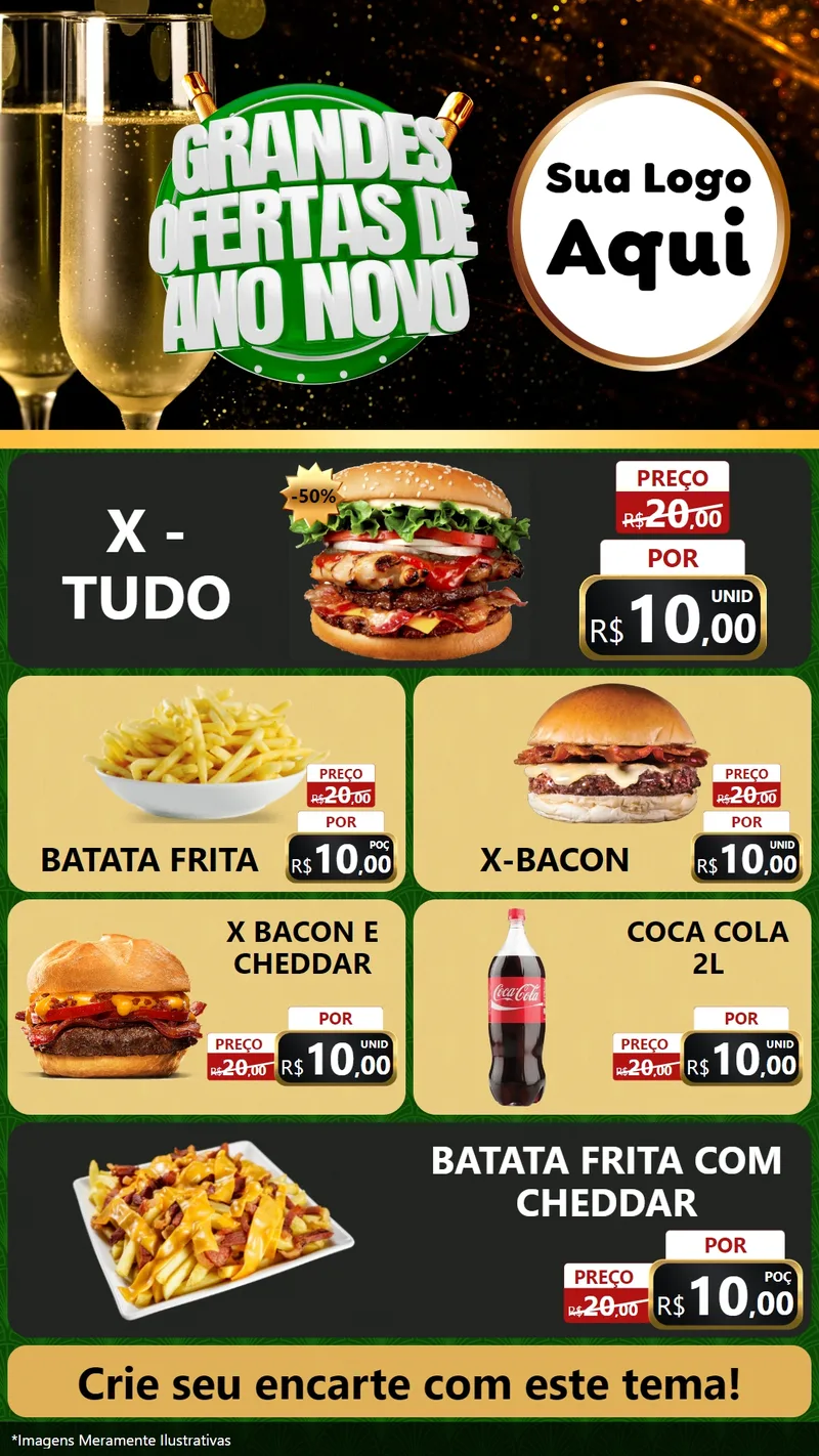 Modelo de TV para TV Vertical com o tema Grandes Ofertas de Ano Novo para Hamburgueria