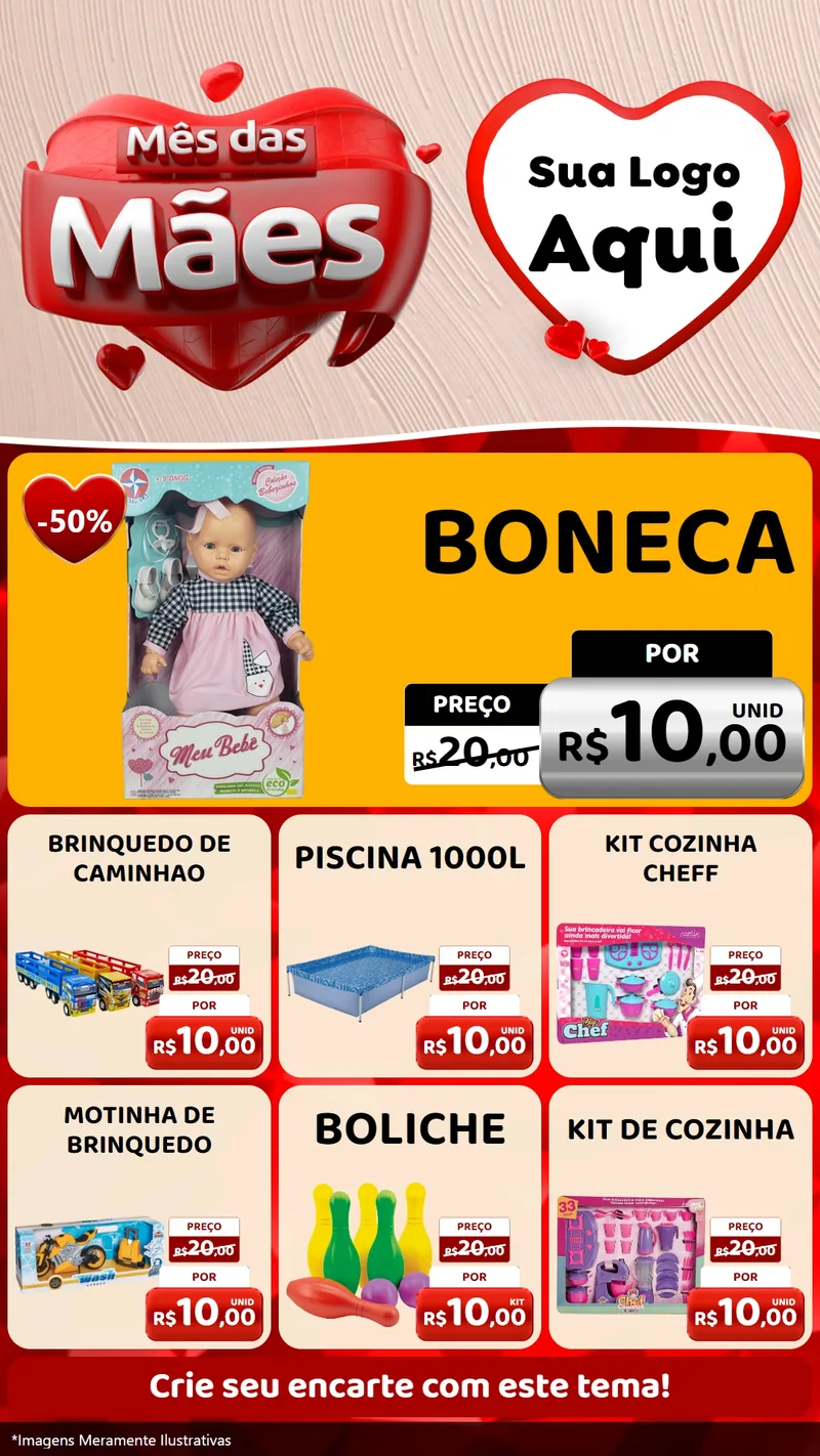 Modelo de Rede Social para Stories com o tema Mês das Mães para Brinquedos