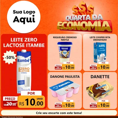 Modelo de Rede Social para Feed Facebook com o tema Quarta da Economia para Frios e Laticínios