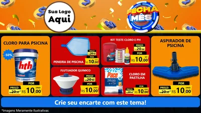 Modelo de TV para TV Horizontal com o tema Fecha Mês para Produtos para Piscina