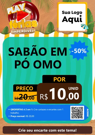 Modelo de Cartaz para Cartaz A4 Vertical com o tema Play Nas Férias Imperdível para Produtos de Limpeza