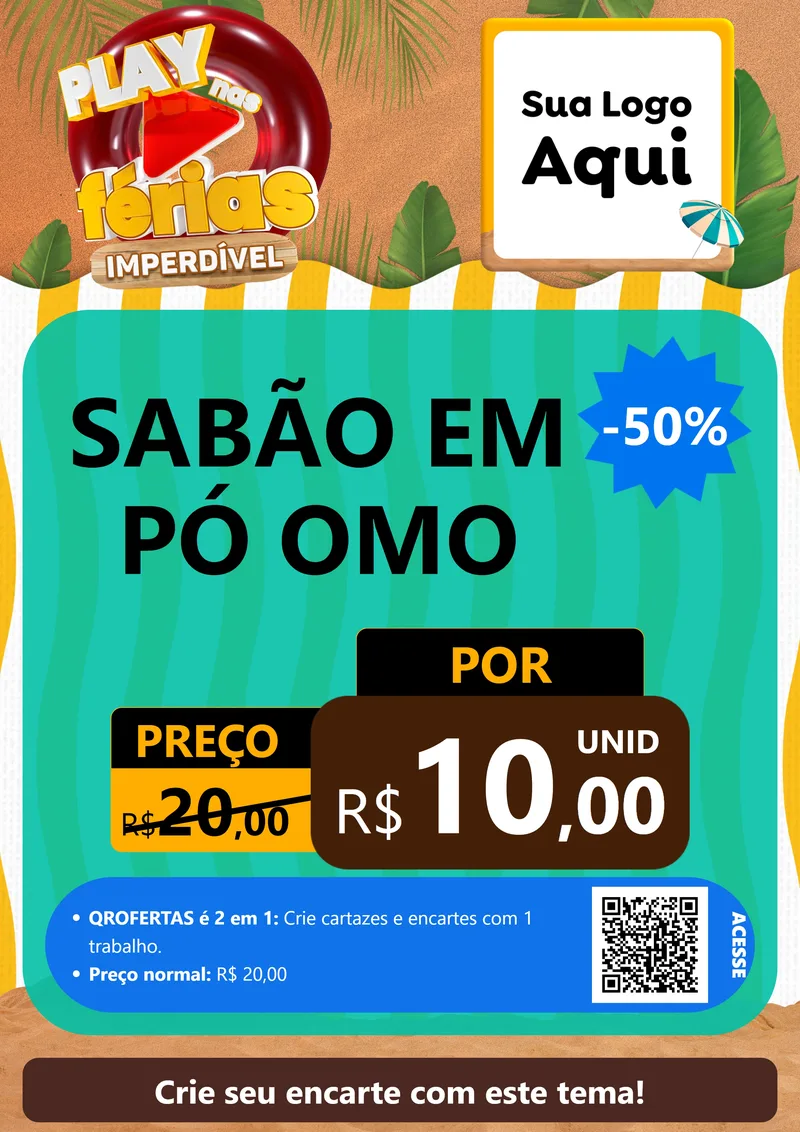 Modelo de Cartaz para Cartaz A4 Vertical com o tema Play Nas Férias Imperdível para Produtos de Limpeza