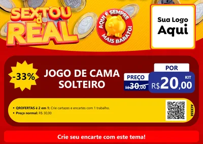 Modelo de Cartaz para Cartaz A4 Horizontal com o tema Sextou do Real para Cama, Mesa e Banho