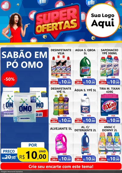 Modelo de Encarte para Encarte A4 Vertical com o tema Super Ofertas para Produtos de Limpeza