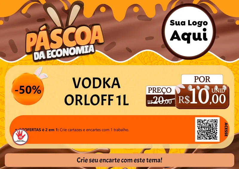 Modelo de Cartaz para Cartaz A4 Horizontal com o tema Páscoa da Economia para Distribuidora de bebidas