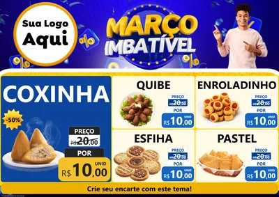 Modelo de Encarte para Encarte A4 Horizontal com o tema Março Imbatível para Salgadaria