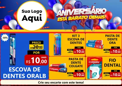 Modelo de Encarte para Encarte A4 Horizontal com o tema Aniversário para Higiene Pessoal