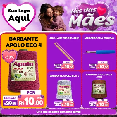 Modelo de Rede Social para Feed Facebook com o tema Mês das Mães para Armarinho e Aviamentos