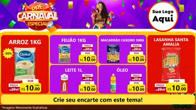 Modelo de TV para TV Horizontal com o tema Pré-Carnaval Especial para Supermercado