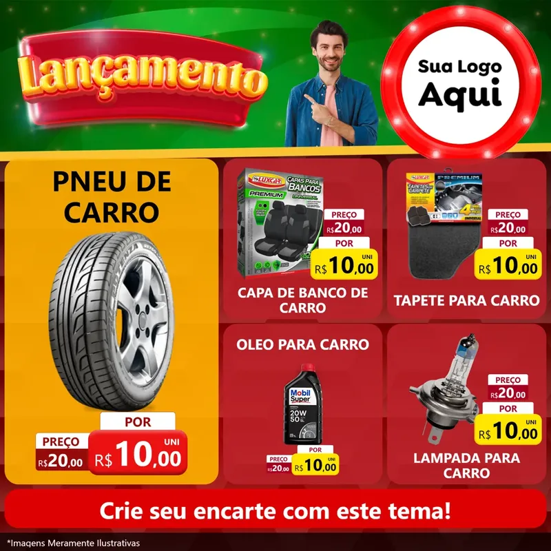 Modelo de Rede Social para Feed Facebook com o tema Lançamento para Auto peças