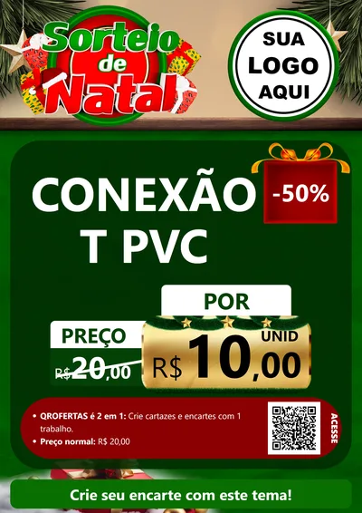 Modelo de Cartaz para Cartaz A4 Vertical com o tema Sorteio de Natal para Tubos e conexões