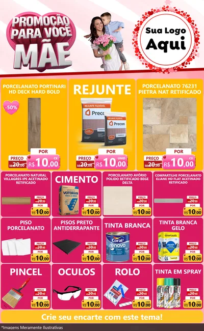 Modelo de Encarte para Encarte Grande com o tema Promoção Para Você Mãe para Pisos e revestimentos