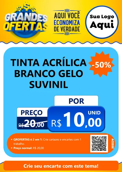 Modelo de Cartaz para Cartaz A4 Vertical com o tema Grandes Ofertas para Tintas e Ferramentas