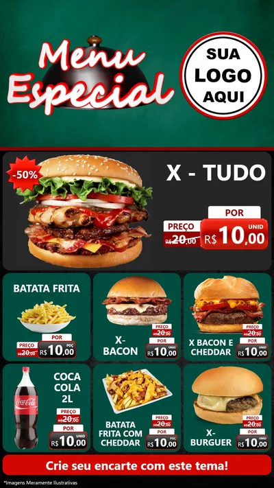 Modelo de Rede Social para Stories com o tema Menu Especial para Hamburgueria