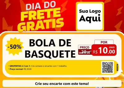 Modelo de Cartaz para Cartaz A4 Horizontal com o tema Dia do Frete Grátis para Artigos Esportivos