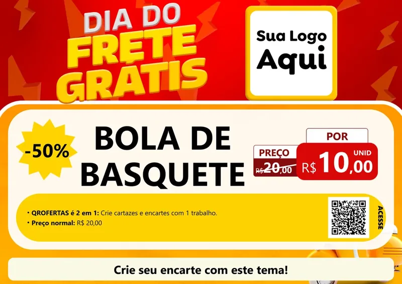 Modelo de Cartaz para Cartaz A4 Horizontal com o tema Dia do Frete Grátis para Artigos Esportivos