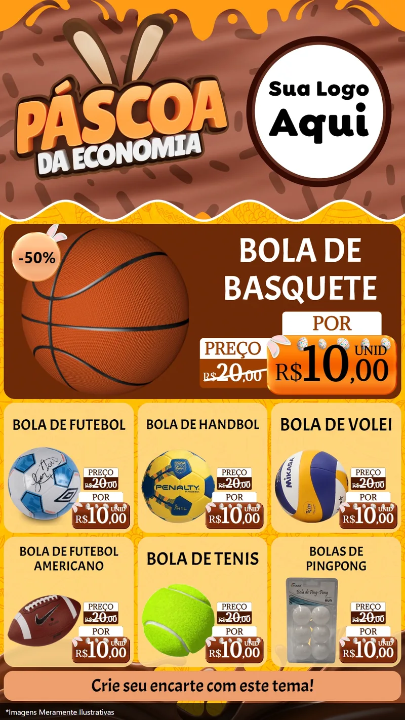 Modelo de Rede Social para Stories com o tema Páscoa da Economia para Artigos Esportivos