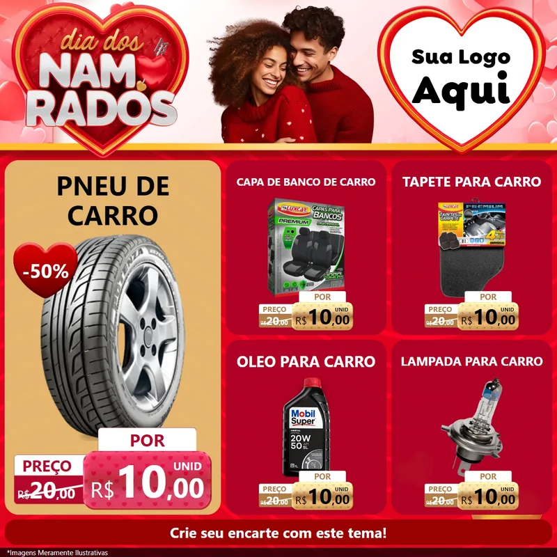 Modelo de Rede Social para Feed Facebook com o tema Dia dos Namorados para Auto peças