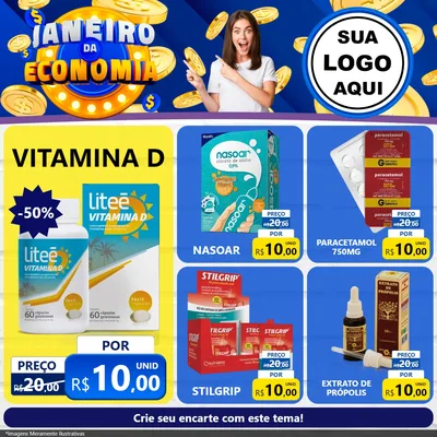 Modelo de Rede Social para Feed Facebook com o tema Janeiro da Economia para Farmácia