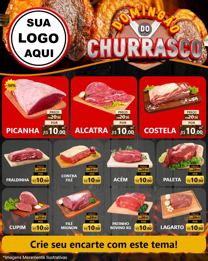 Modelo de Rede Social para Feed Instagram com o tema Domingão do Churrasco para Açougue