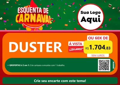 Modelo de Cartaz para Cartaz A4 Horizontal com o tema Esquenta de Carnaval para Concessionaria de Carros