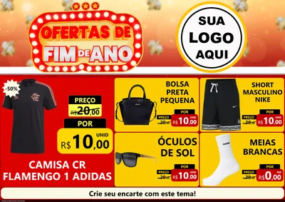 Modelo de Encarte para Encarte A4 Horizontal com o tema Ofertas de Fim de Ano para Roupas e acessórios