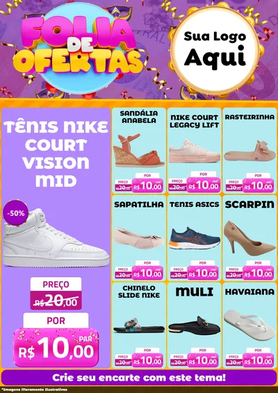 Modelo de Encarte para Encarte A4 Vertical com o tema Folia de Ofertas para Calçados