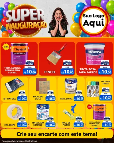 Modelo de Rede Social para Feed Instagram com o tema Super Inauguração para Tintas e Ferramentas