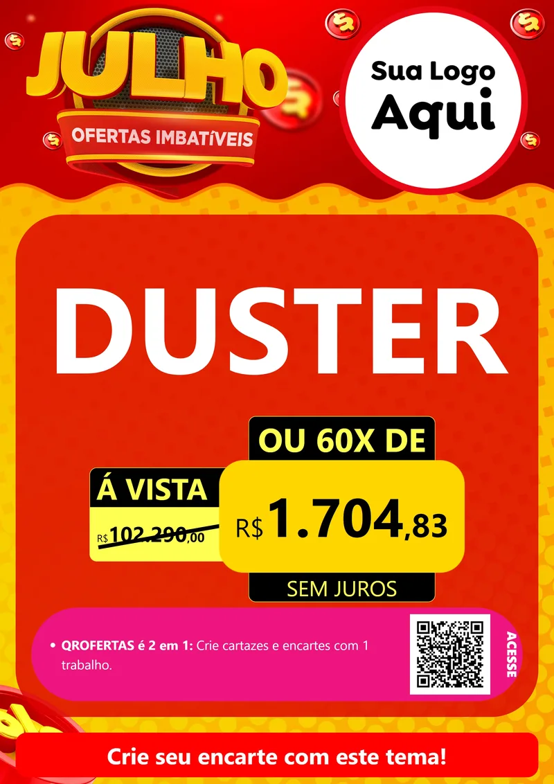 Modelo de Cartaz para Cartaz A4 Vertical com o tema Julho Ofertas Imbatíveis para Concessionaria de Carros