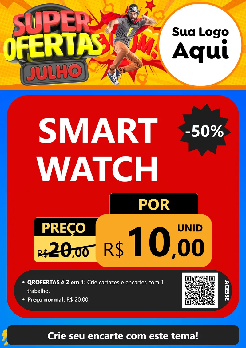 Modelo de Cartaz para Cartaz A4 Vertical com o tema Super Ofertas Julho para Informática