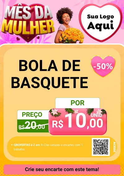 Modelo de Cartaz para Cartaz A4 Vertical com o tema Mês da Mulher para Artigos Esportivos