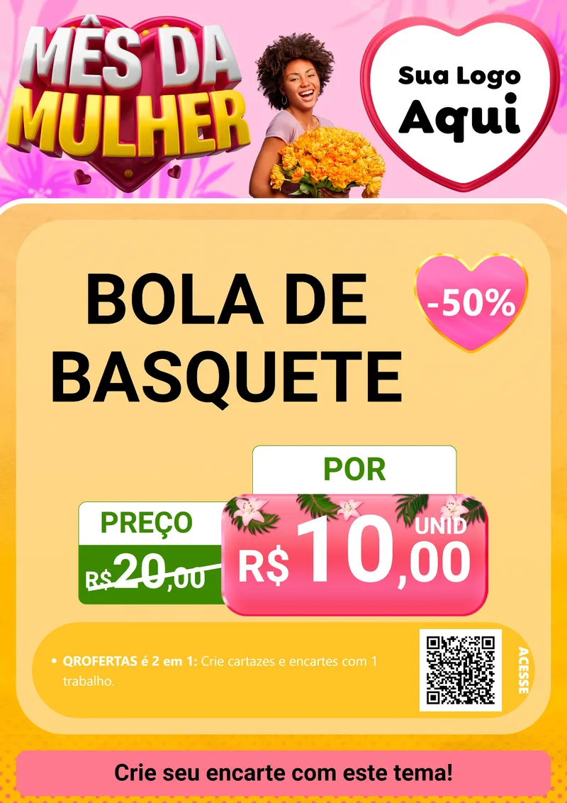 Modelo de Cartaz para Cartaz A4 Vertical com o tema Mês da Mulher para Artigos Esportivos