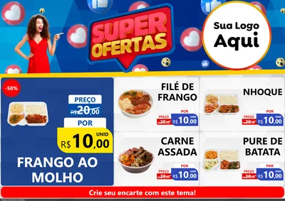 Modelo de Encarte para Encarte A4 Horizontal com o tema Super Ofertas para Restaurante