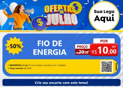 Modelo de Cartaz para Cartaz A4 Horizontal com o tema Ofertas de Julho para Materiais Elétricos