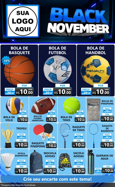 Modelo de Encarte para Encarte Grande com o tema Black November para Artigos Esportivos
