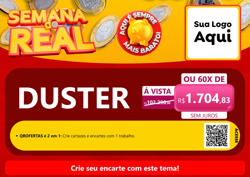 Modelo de Cartaz para Cartaz A4 Horizontal com o tema Semana do Real para Concessionaria de Carros