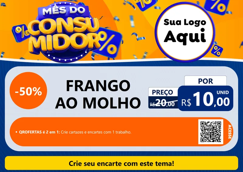 Modelo de Cartaz para Cartaz A4 Horizontal com o tema Mês do Consumidor para Restaurante